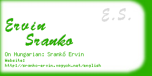 ervin sranko business card